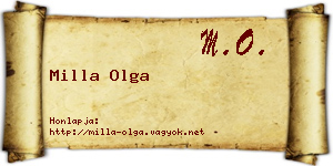 Milla Olga névjegykártya